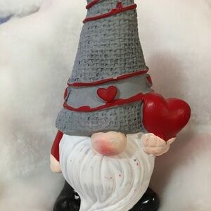 Gray and Red Holiday Gnome Figurine
